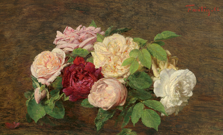 方丹·拉图尔 Fantin-Latour 桌上的玫瑰 Roses of Nice on the table